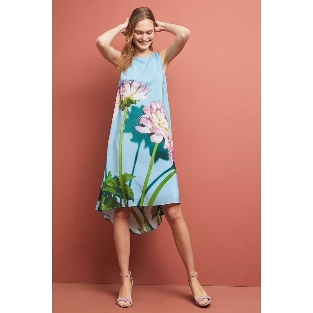 🆕 Anthropologie Photorealistic Peony Silk Dress